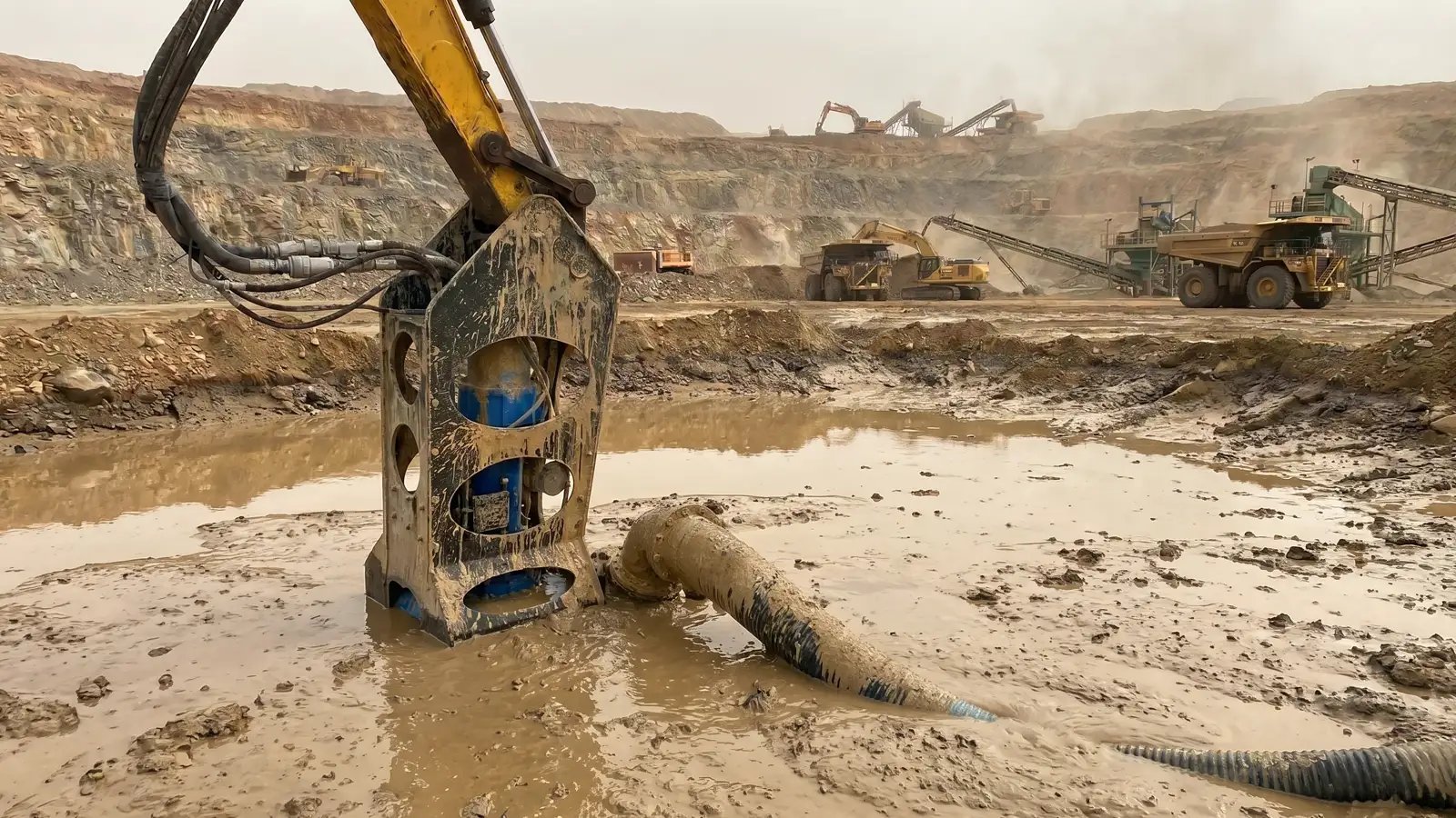Dredge pump operating in abrasive conditions with scheduled inspection and maintenance keeping the unit running between service intervals.